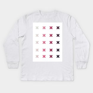 Grey to Maroon Colour Gradient X Artwork Kids Long Sleeve T-Shirt